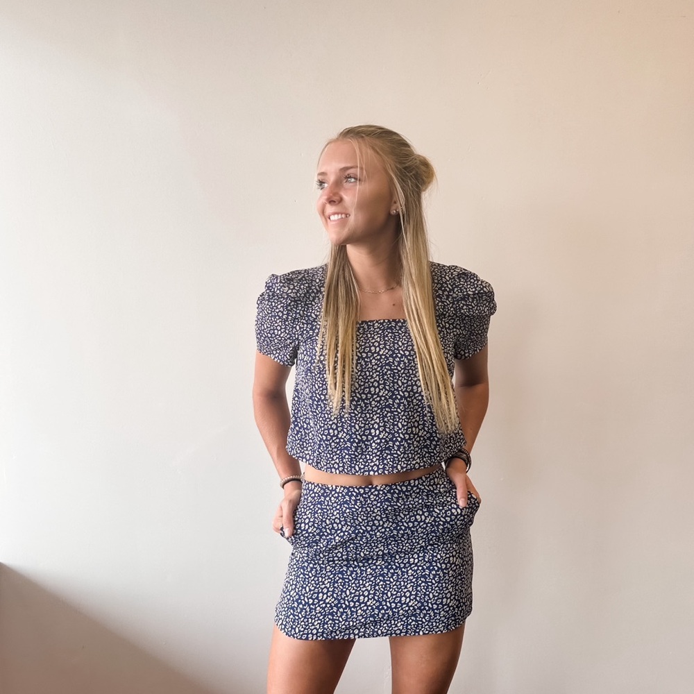 Leopard Print Matching Skirt Set